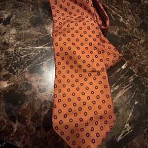 Lands' End Orange Tie with Purple Dots